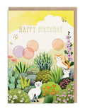Happy Birthday - cats in garden